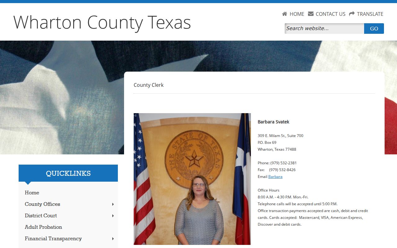 Wharton County Clerk court record departments